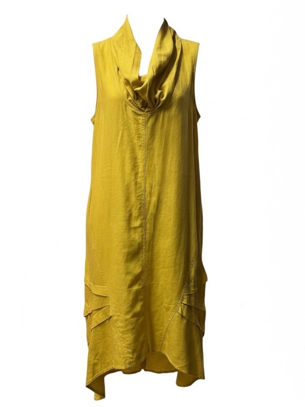 For Cynthia by Cynthia Rowley Linen Viscose High Low Dress Mustard Yellow color